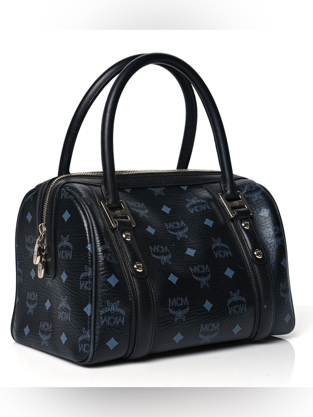 MCM Black Visetos Boston Bag